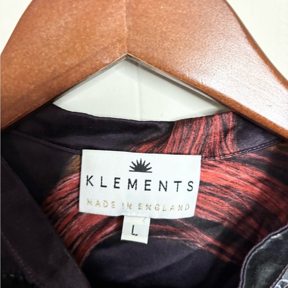 Klements colorful silk long sleeve midi shirt dress size L - Picture 5 of 5